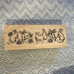 2004 Wooden Bunny Stamp with Carrot Design